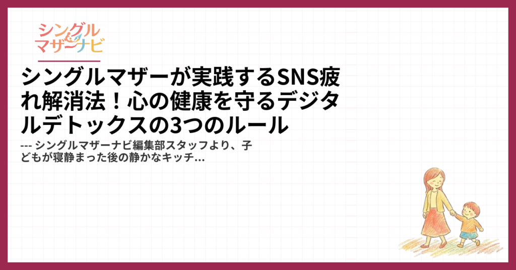 シングルマザーが実践するSNS疲れ解消法！心の健康を守るデジタルデトックスの3つのルール1