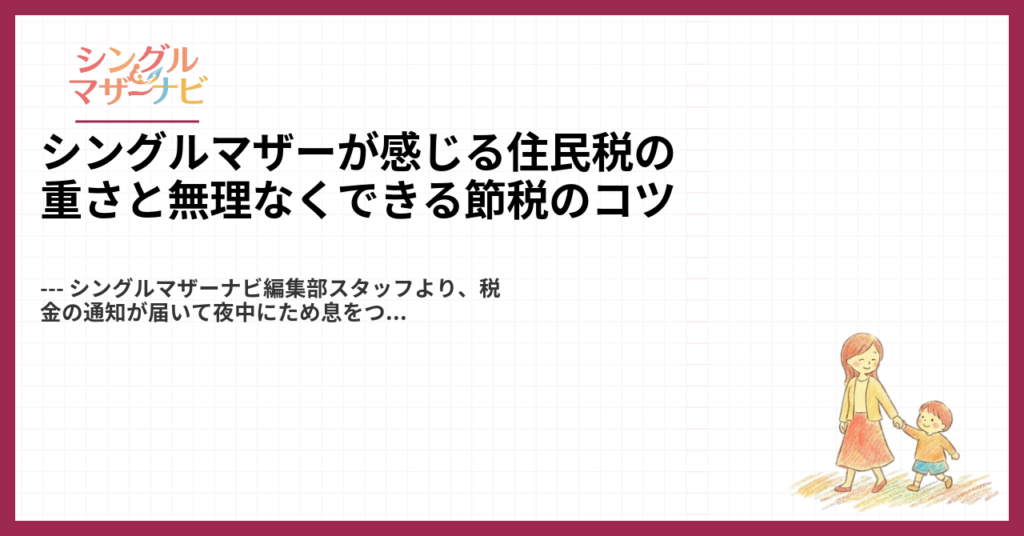シングルマザーが感じる住民税の重さと無理なくできる節税のコツ1